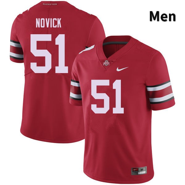 Ohio State Buckeyes Brett Novick Men's #51 Red Authentic Stitched College Football Jersey